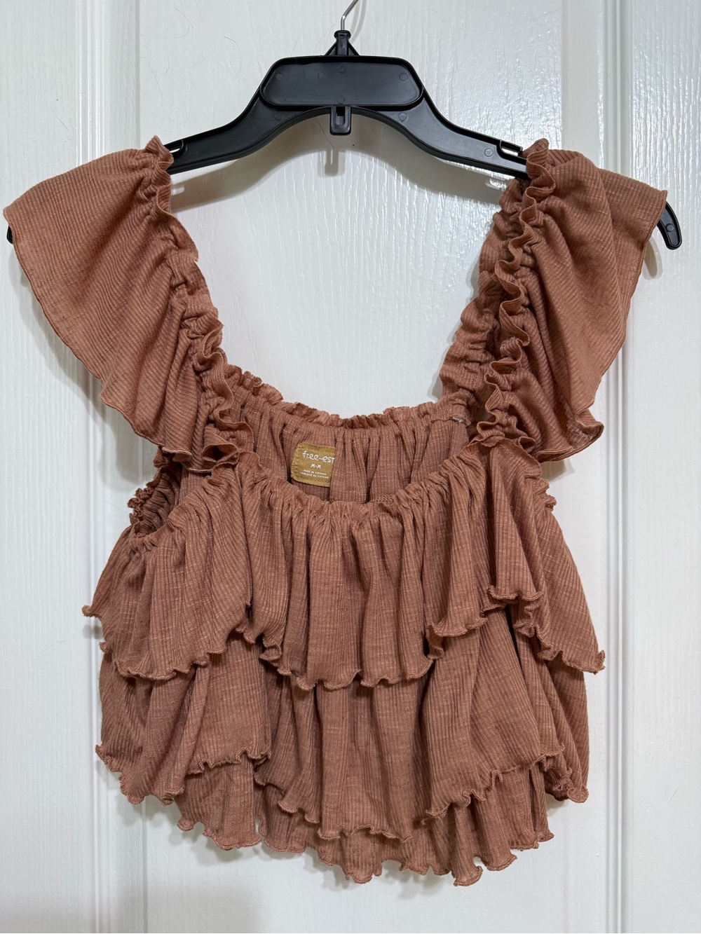 🆕 Free People | Rust Brown Ruffle Crop Top